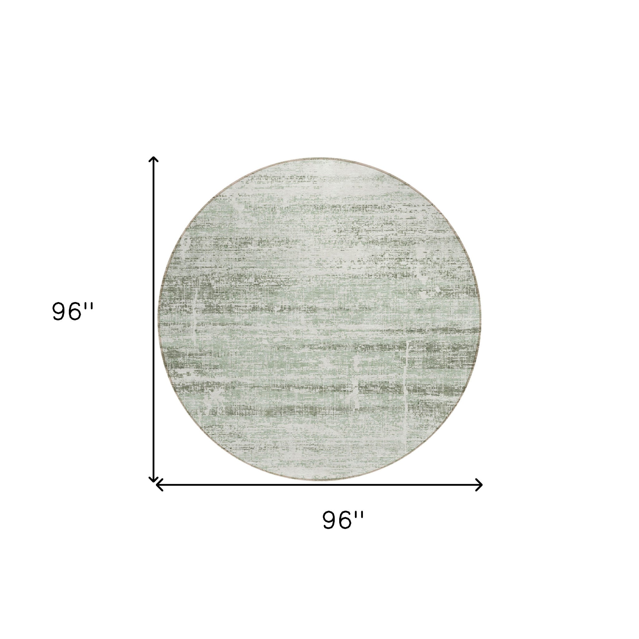 8' Sage Artichoke Green And Ivory Round Abstract Washable Indoor Outdoor Area Rug